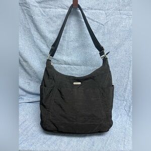 Black BAGGALLINI “Hobo Tote” shoulder/messenger bag W/ suitcase handle sleeve.